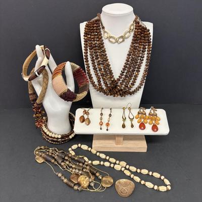LOT 240: Fashion Jewelry Collection: Dana Buchana, Lia Sophia, Seasonal Whispers, Wooden Bangle, Pierced Earrings, Necklaces, Bracelets