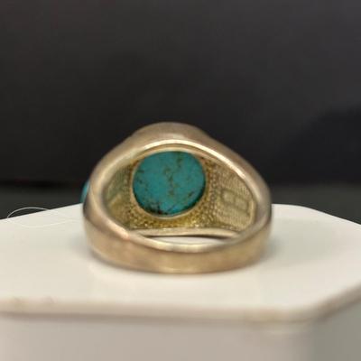 LOT 241: Sterling Silver (925) & Turquoise Ring, Sz 7