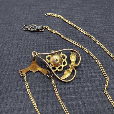 LOT 246: Vintage Gold Filled Jewelry Collection - Van Dell, Heart Locket, Brooch and More