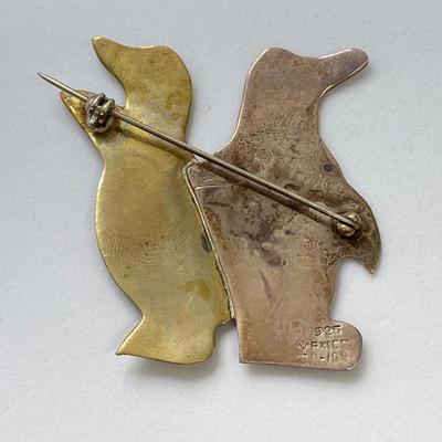LOT 249: Sterling 925 Mexico TD Two Tone Penquin Brooch Pin