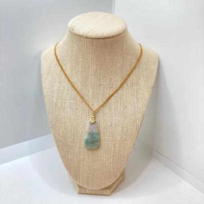 LOT 253: Jade Pendant on Gold Filled 24" Chain