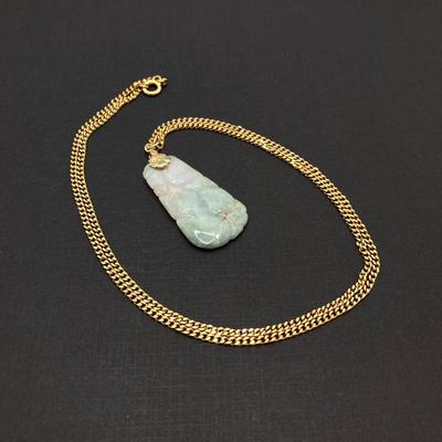 LOT 253: Jade Pendant on Gold Filled 24" Chain