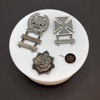 LOT 254: Medal Collection - Sterling Carbine Machine, Service Corp and Stetson Pin