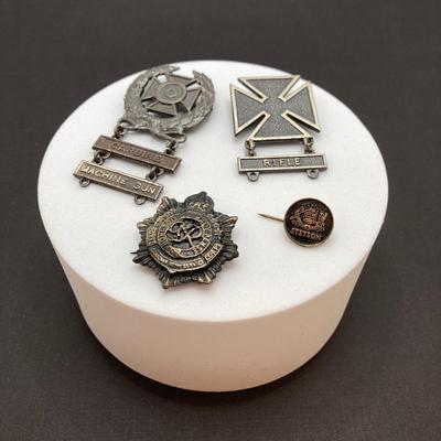 LOT 254: Medal Collection - Sterling Carbine Machine, Service Corp and Stetson Pin