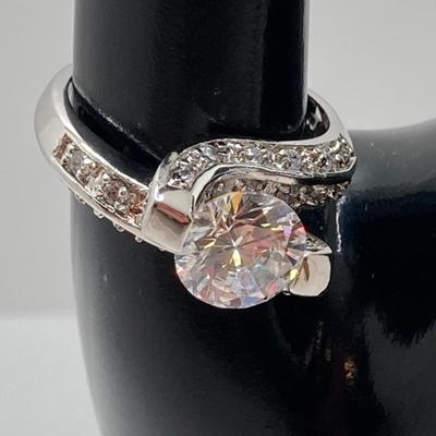 LOT 255: Dazzling Sterling 925 Cubic Zirconia Ring Sz 9