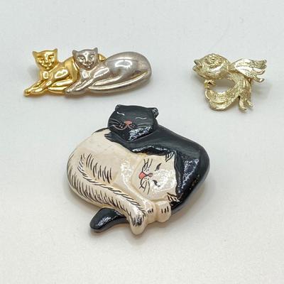 LOT 256: Collection of Colorful and Shiny Brooches and Pins - Coro and More