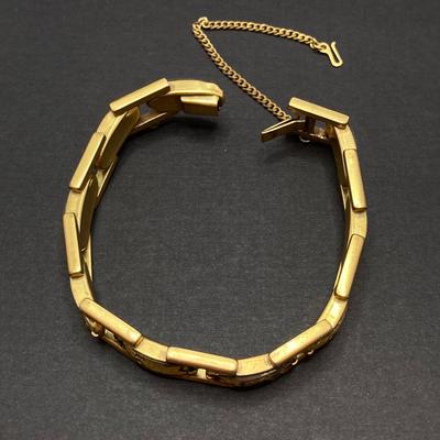 LOT 259: Vintage Bracelets - Damascene Bracelet with Safety Clasp, Sterling, Abalone and More