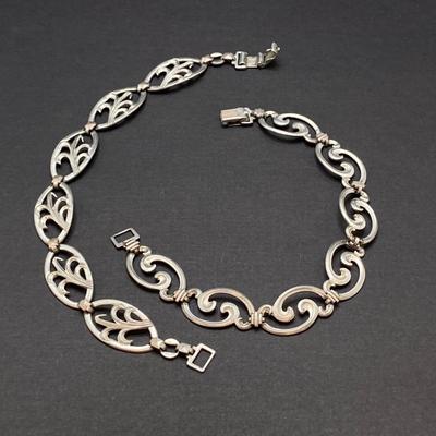 LOT 259: Vintage Bracelets - Damascene Bracelet with Safety Clasp, Sterling, Abalone and More