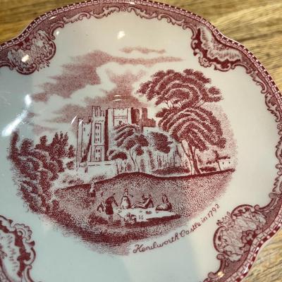 Pink Britain Castles Set of 12 Saucers (K)