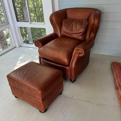Leather Club Chair & Ottoman (SR-RG)