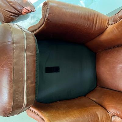 Leather Club Chair & Ottoman (SR-RG)
