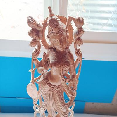 HAND CARVED HINDU LORD KRISHNA, REPRESENTING LOVE, COMPASSION AND WISDOM