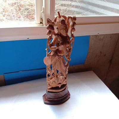 HAND CARVED HINDU LORD KRISHNA, REPRESENTING LOVE, COMPASSION AND WISDOM