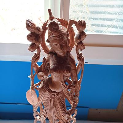 HAND CARVED HINDU LORD KRISHNA, REPRESENTING LOVE, COMPASSION AND WISDOM