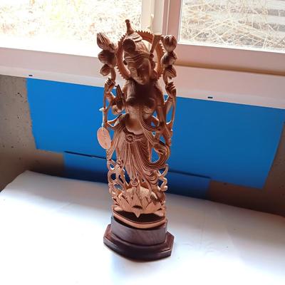 HAND CARVED HINDU LORD KRISHNA, REPRESENTING LOVE, COMPASSION AND WISDOM