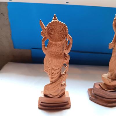 HAND CARVED HINDU GODDESSES SARASWATI & LAKSHMI