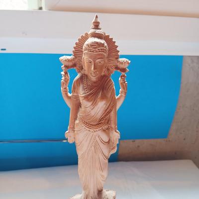 HAND CARVED HINDU GODDESSES SARASWATI & LAKSHMI