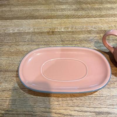 Nancy Calhoun Peach Gravy Boat and Underplate 2pc (K)