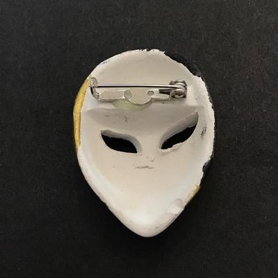 Cool unique hand painted face brooch pin