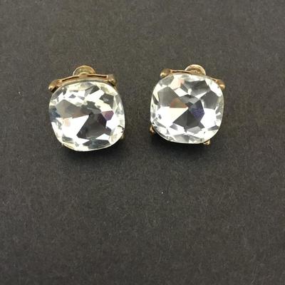 Large vintage, rhinestone stud earrings