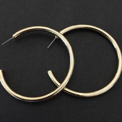 Nice gold tone large hoop earrings