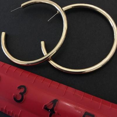 Nice gold tone large hoop earrings