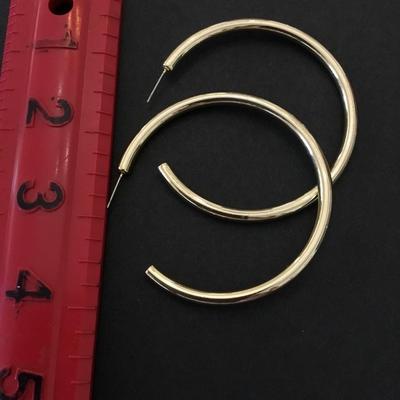Nice gold tone large hoop earrings