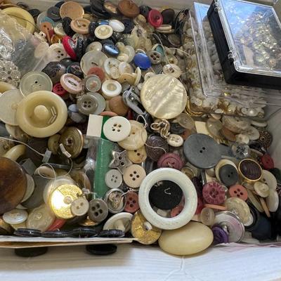 Large box of vintage buttons
