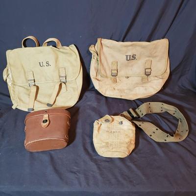 WWII Musette Bags, Canteen Cover and Binoculars (LR-KD)