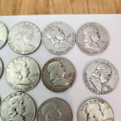 20 Ben Franklin .50 cent Half Dollar Coins Mixed Dates