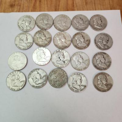 20 Ben Franklin .50 cent Half Dollar Coins Mixed Dates