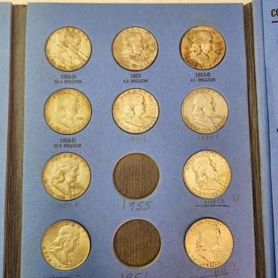 30 Silver Ben Franklin .50 cent Half Dollar Silver Coins in Album