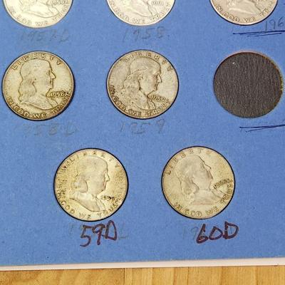 30 Silver Ben Franklin .50 cent Half Dollar Silver Coins in Album