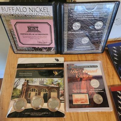 Lot of Collectable United State Coins Sets Buffalo Nickel ,Quarters, Mint UNC Sets