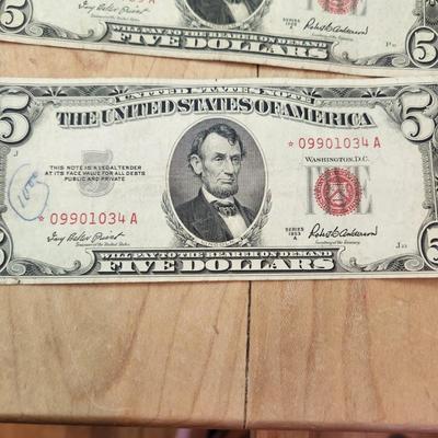 United States Currency $5 Dollar ***Red Seal *** $2 Dollar Bills $1 Dollar