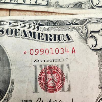 United States Currency $5 Dollar ***Red Seal *** $2 Dollar Bills $1 Dollar