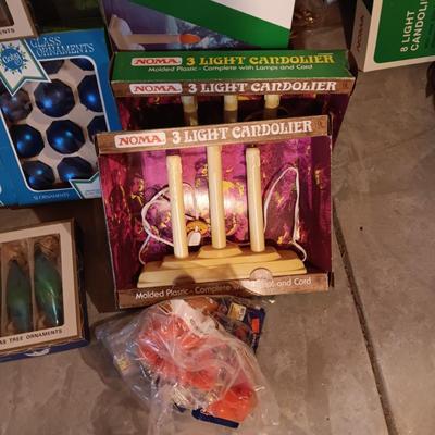 LARGE ASSORTMENT OF GLASS ORNAMENTS, CANDOLIERS AND MORE