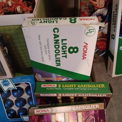 LARGE ASSORTMENT OF GLASS ORNAMENTS, CANDOLIERS AND MORE