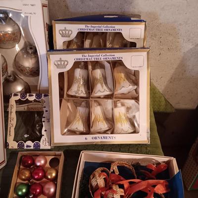 LARGE ASSORTMENT OF GLASS ORNAMENTS, CANDOLIERS AND MORE