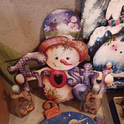 TALL CLOTH BANNER AND OTHER CHRISTMAS DECORATIONS