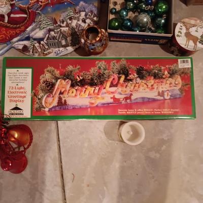TALL CLOTH BANNER AND OTHER CHRISTMAS DECORATIONS