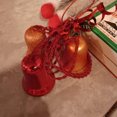 TALL CLOTH BANNER AND OTHER CHRISTMAS DECORATIONS