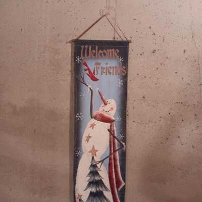 TALL CLOTH BANNER AND OTHER CHRISTMAS DECORATIONS