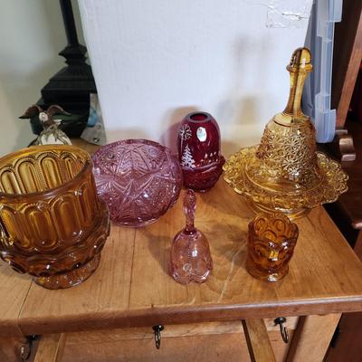 Collectible Lot of Colorful Glass Fenton, Eagle Bell