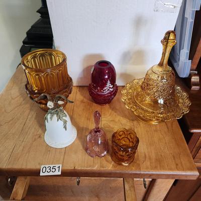 Collectible Lot of Colorful Glass Fenton, Eagle Bell