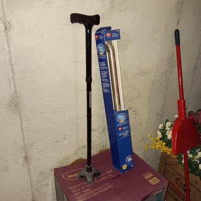 NEW INVACARE RAISED TOILET SEAT WITH ARMS, NEW GRAB BAR AND AN ADJUSTABLE CANE