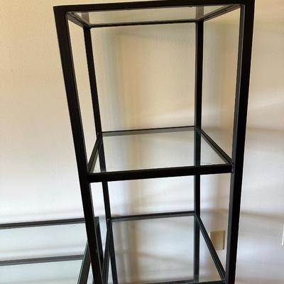 Modern Black Metal & Tempered Glass 3-Piece Display Shelf Unit