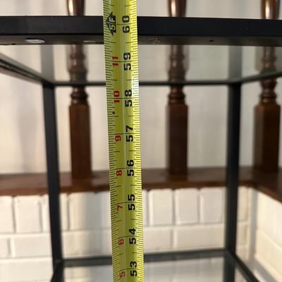 Modern Black Metal & Tempered Glass 3-Piece Display Shelf Unit