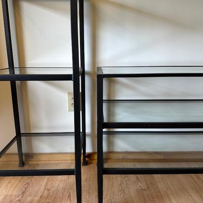 Modern Black Metal & Tempered Glass 3-Piece Display Shelf Unit