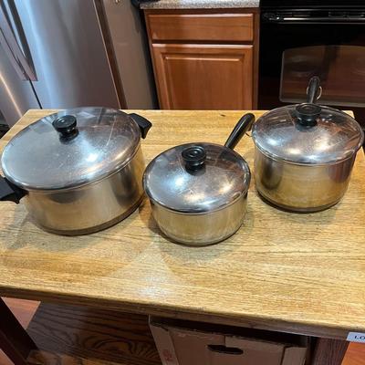 Six Piece Set of Revere Ware Cooking Pans and Lids (K)